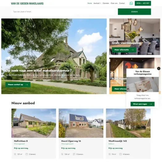 Capture d'écran du site web de www.vandegiesen.nl