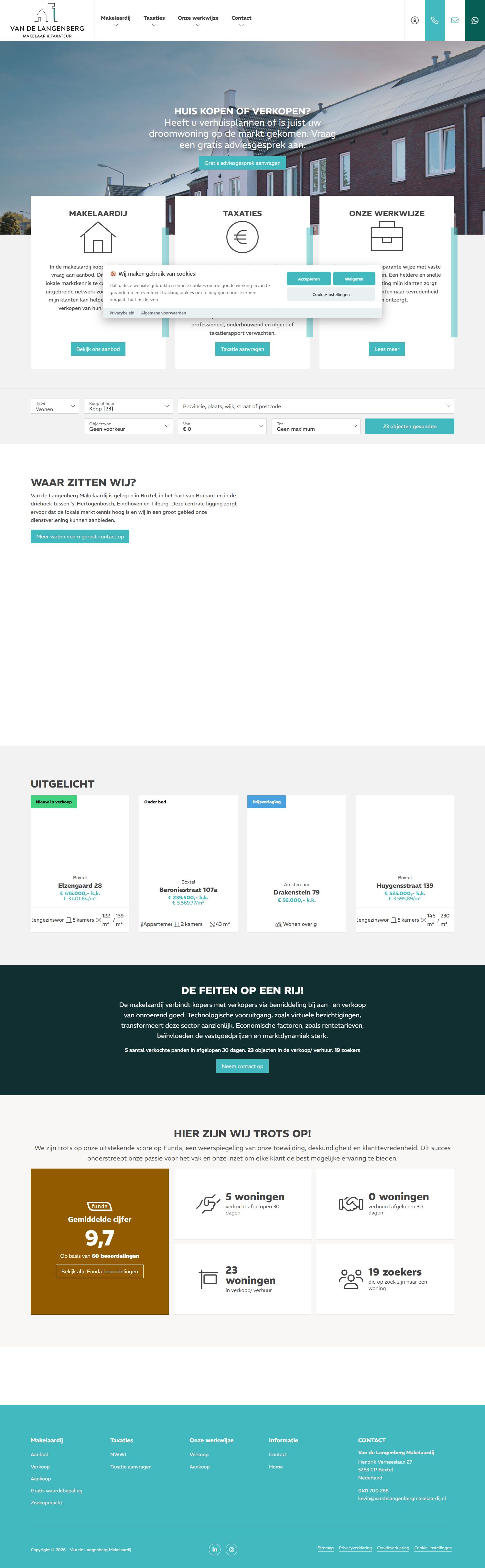 Screenshot van de website van www.vandelangenbergmakelaardij.nl