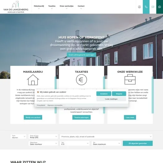 Screenshot der Website von www.vandelangenbergmakelaardij.nl