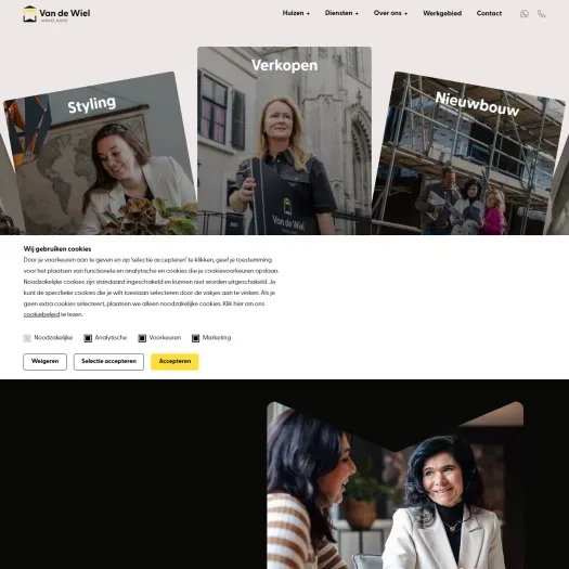 Capture d'écran du site web de www.vandewielmakelaars.nl
