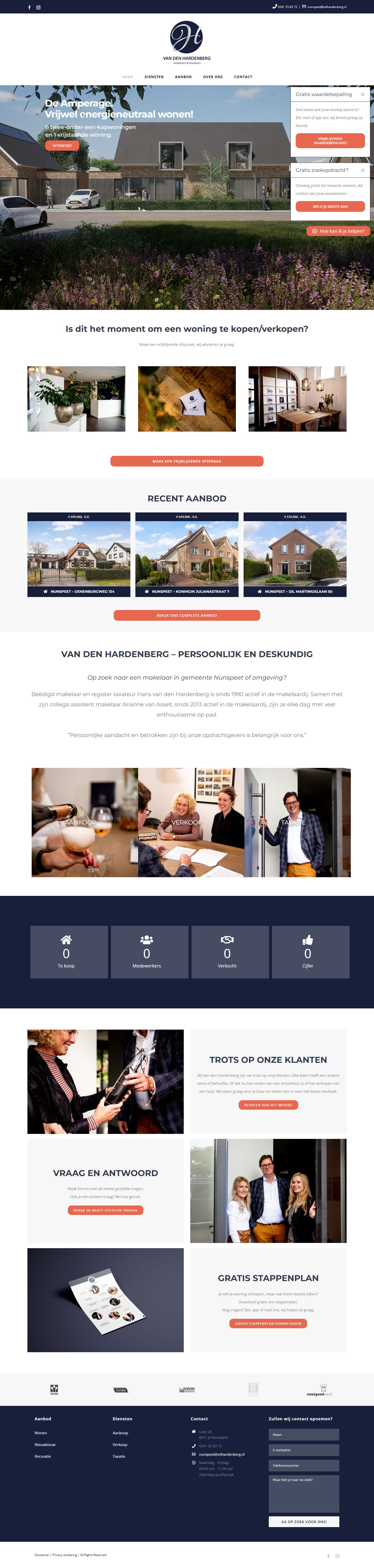 Screenshot van de website van www.vdhardenberg.nl