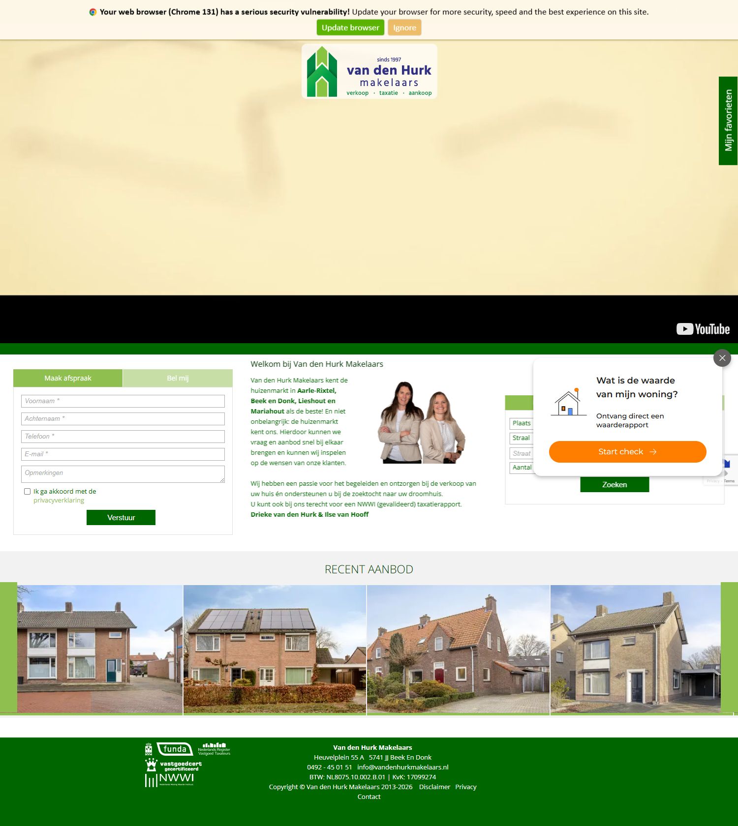 Foto van het kantoor van Van den Hurk Makelaars