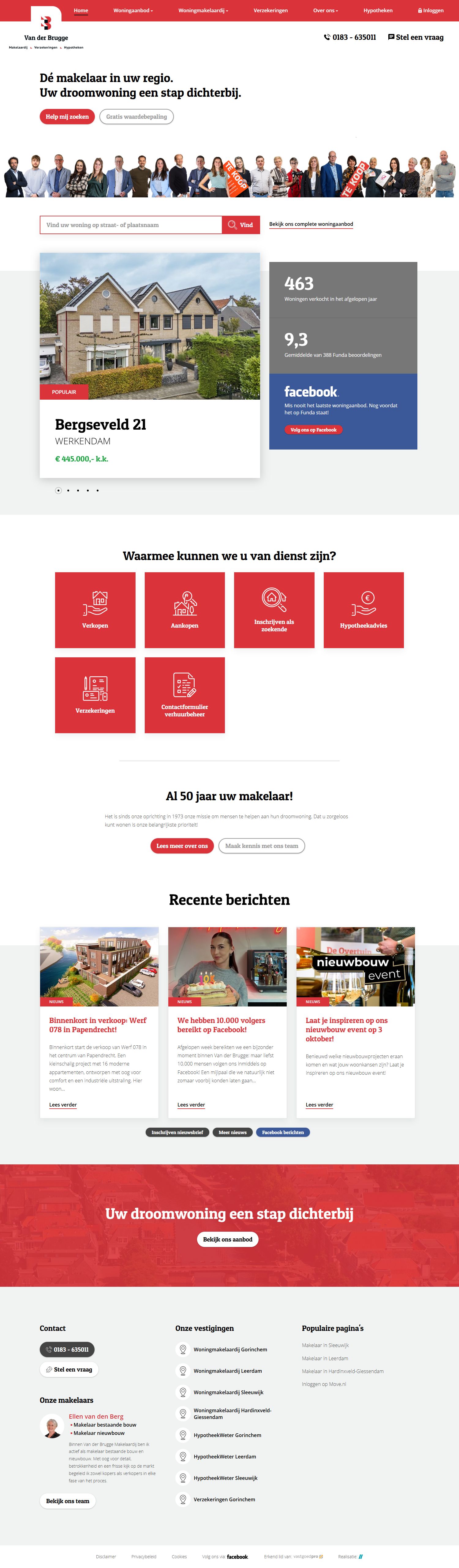 Screenshot van de website van www.vanderbrugge.nl