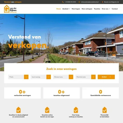 Screenshot van de website van www.vandereijkenmakelaardij.nl