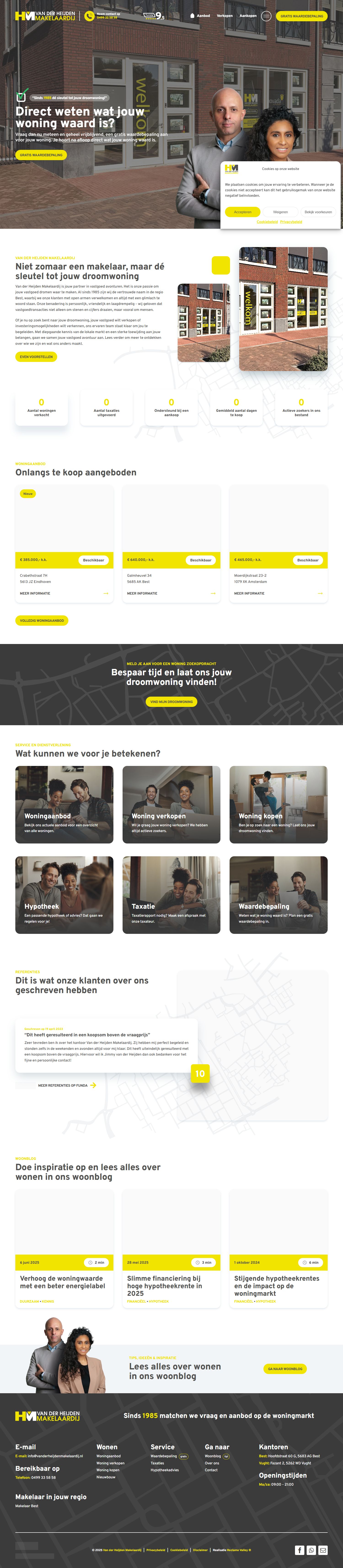 Screenshot van de website van www.vanderheijdenmakelaardij.nl