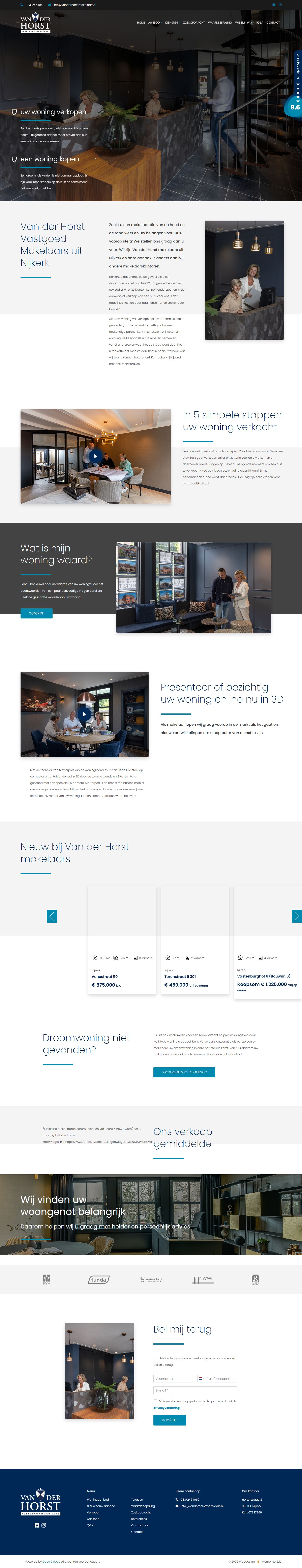 Screenshot van de website van www.vanderhorstmakelaars.nl