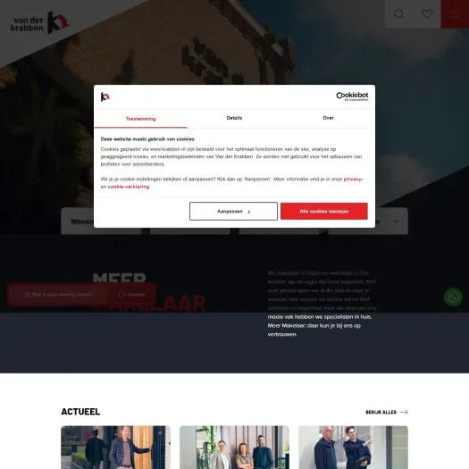 Screenshot van de website van www.krabben.nl