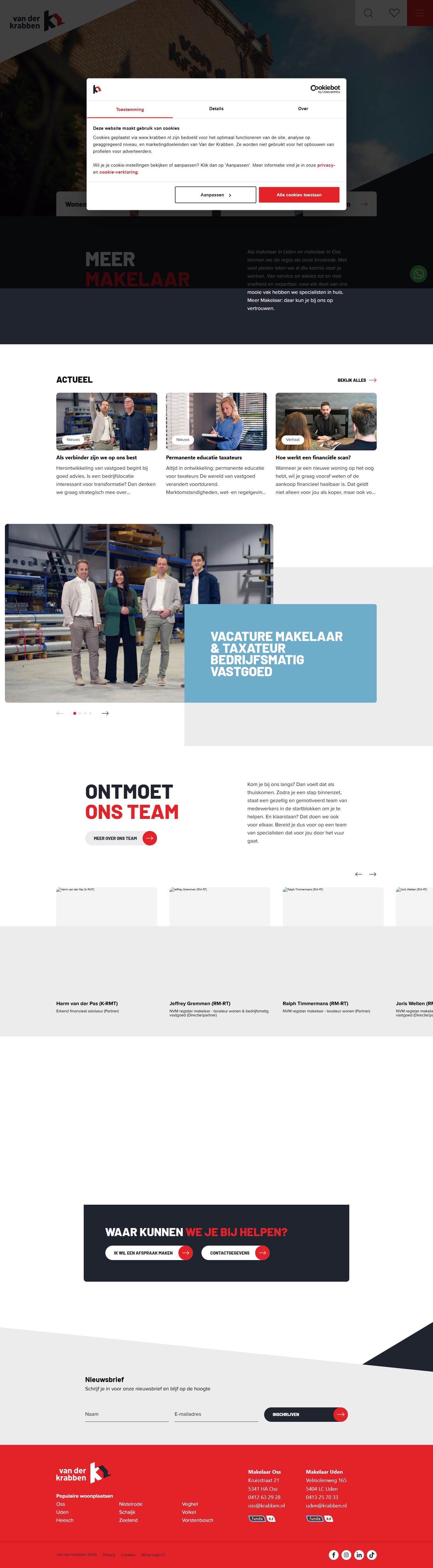 Screenshot van de website van www.krabben.nl