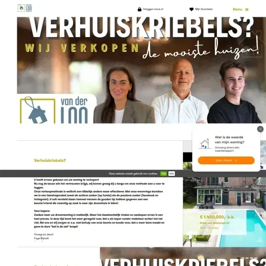 Screenshot der Website von www.vanderloomakelaardij.nl