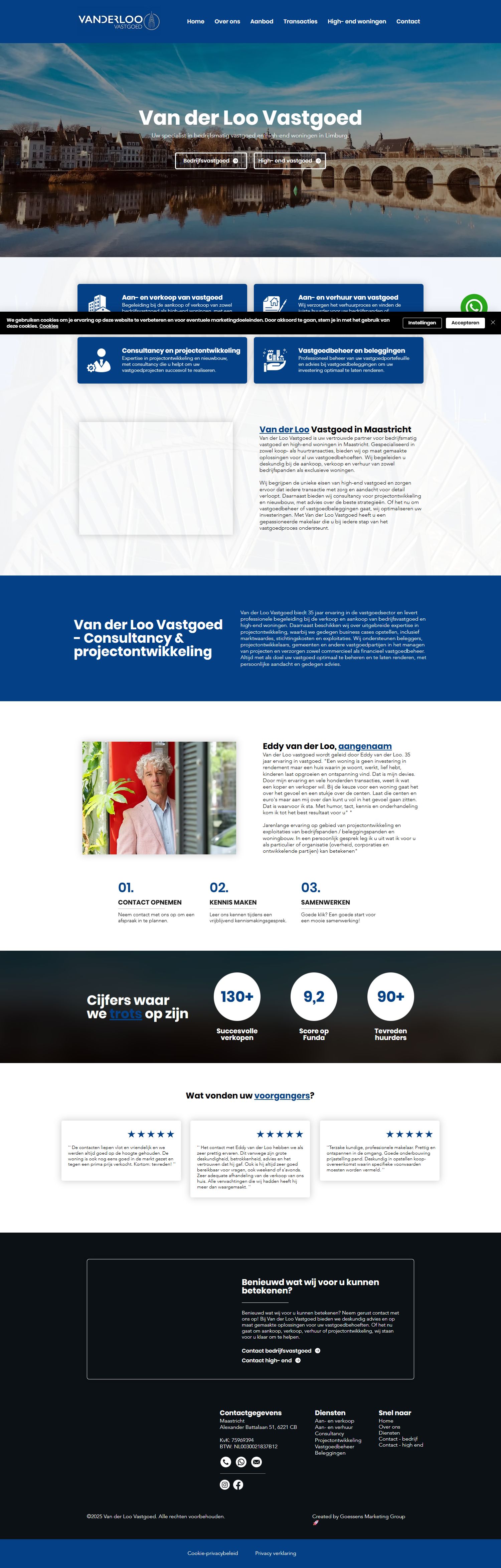 Screenshot van de website van www.vanderloovastgoed.nl