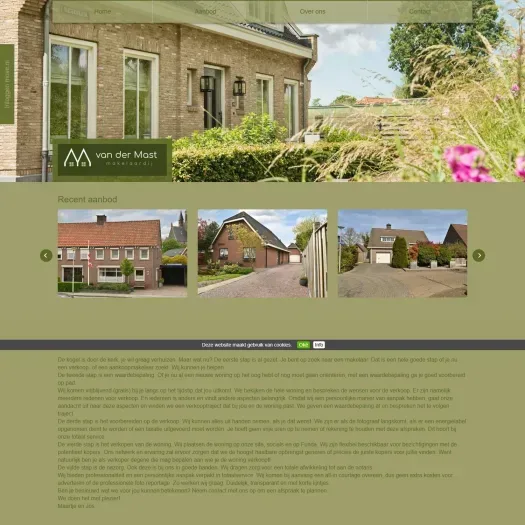 Screenshot van de website van www.vandermastmakelaardij.nl