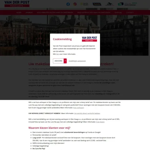 Screenshot van de website van www.makelaar-denhaag.nl
