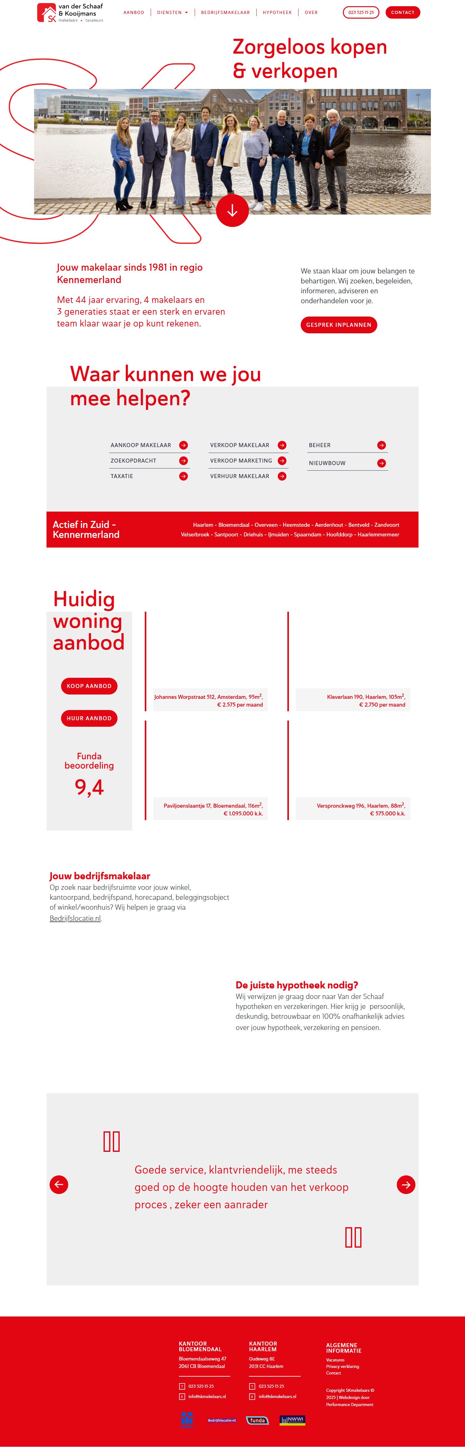 Screenshot van de website van www.skmakelaars.nl