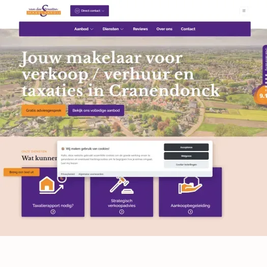 Screenshot der Website von www.vanderstraatenmakelaardij.nl