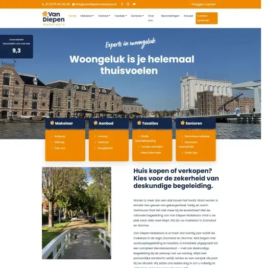 Capture d'écran du site web de www.vandiepenmakelaars.nl