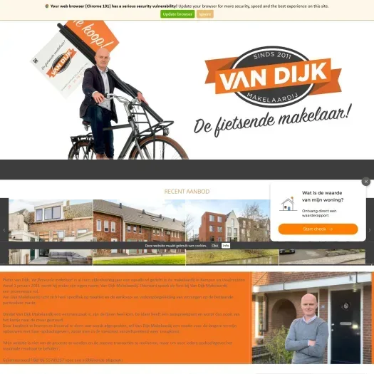Screenshot der Website von www.vandijkmakelaardij.nl