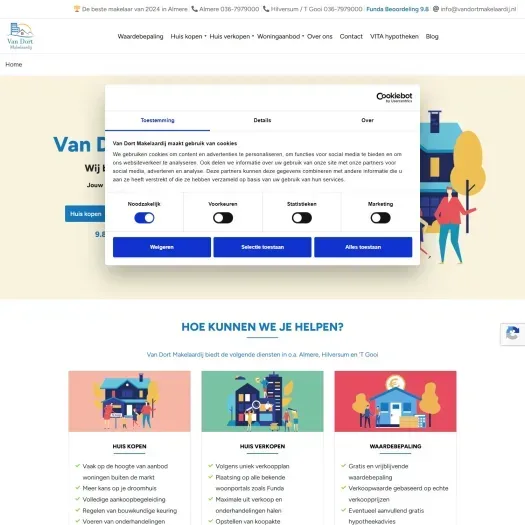 Screenshot der Website von www.vandortmakelaardij.nl