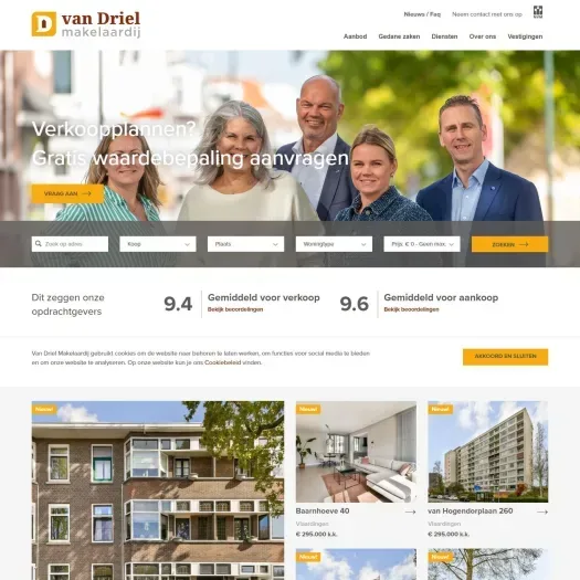 Capture d'écran du site web de www.vandrielmakelaardij.nl