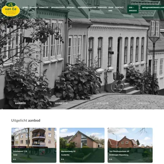 Screenshot der Website von www.vaneemakelaars.nl