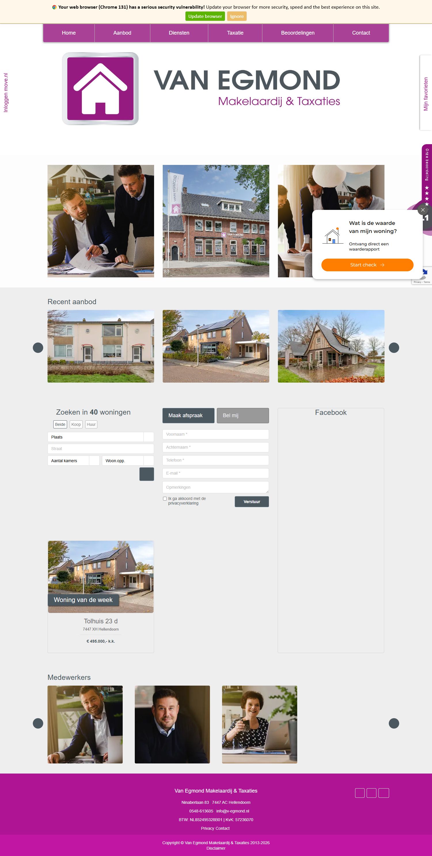 Screenshot van de website van www.v-egmond.nl