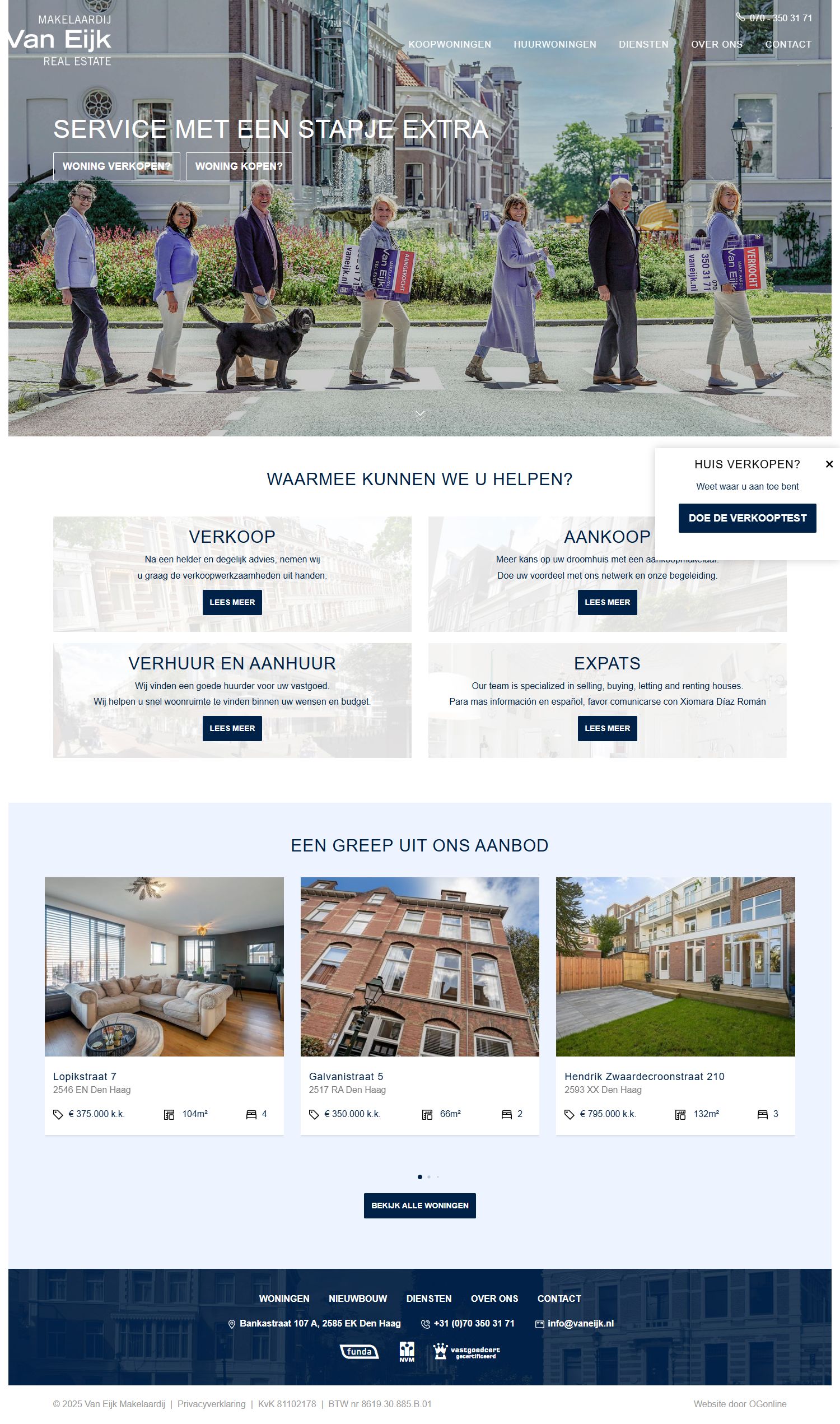 Screenshot van de website van www.vaneijk.nl