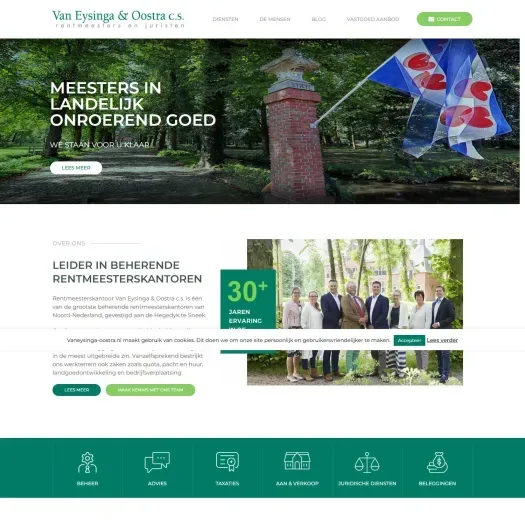 Screenshot van de website van www.vaneysinga-oostra.nl