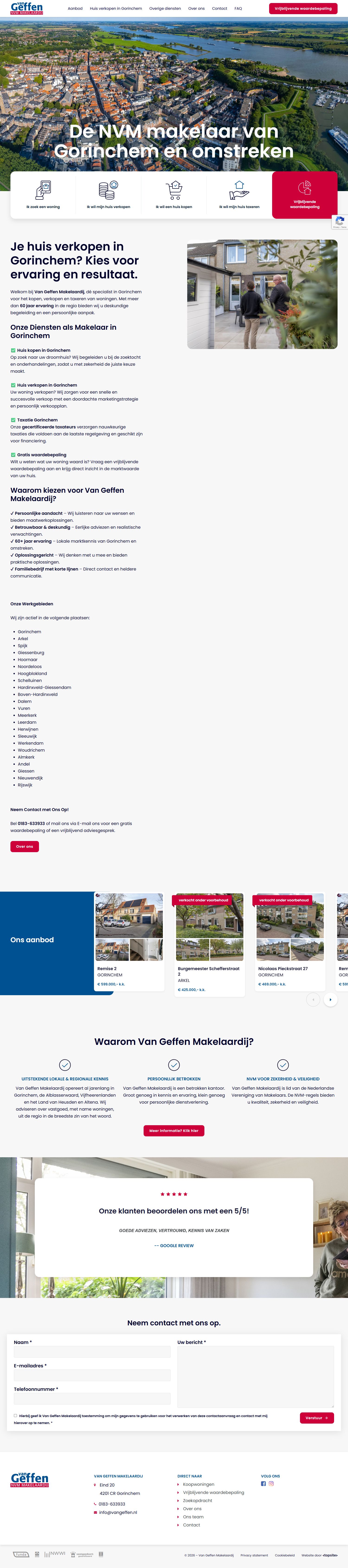 Screenshot van de website van www.vangeffen.nl
