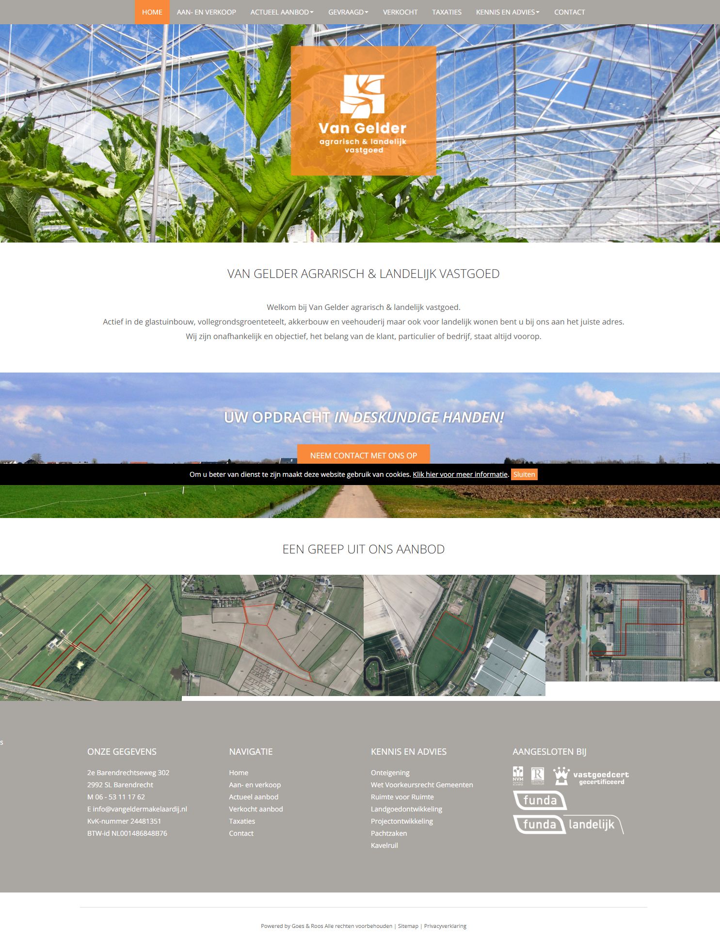 Screenshot van de website van www.vangeldermakelaardij.nl