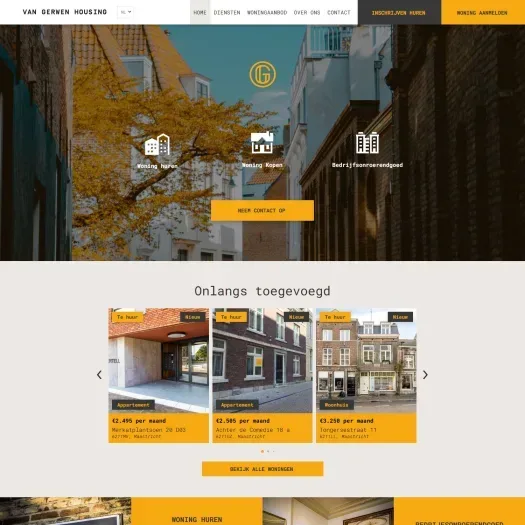 Screenshot van de website van www.vangerwenhousing.com