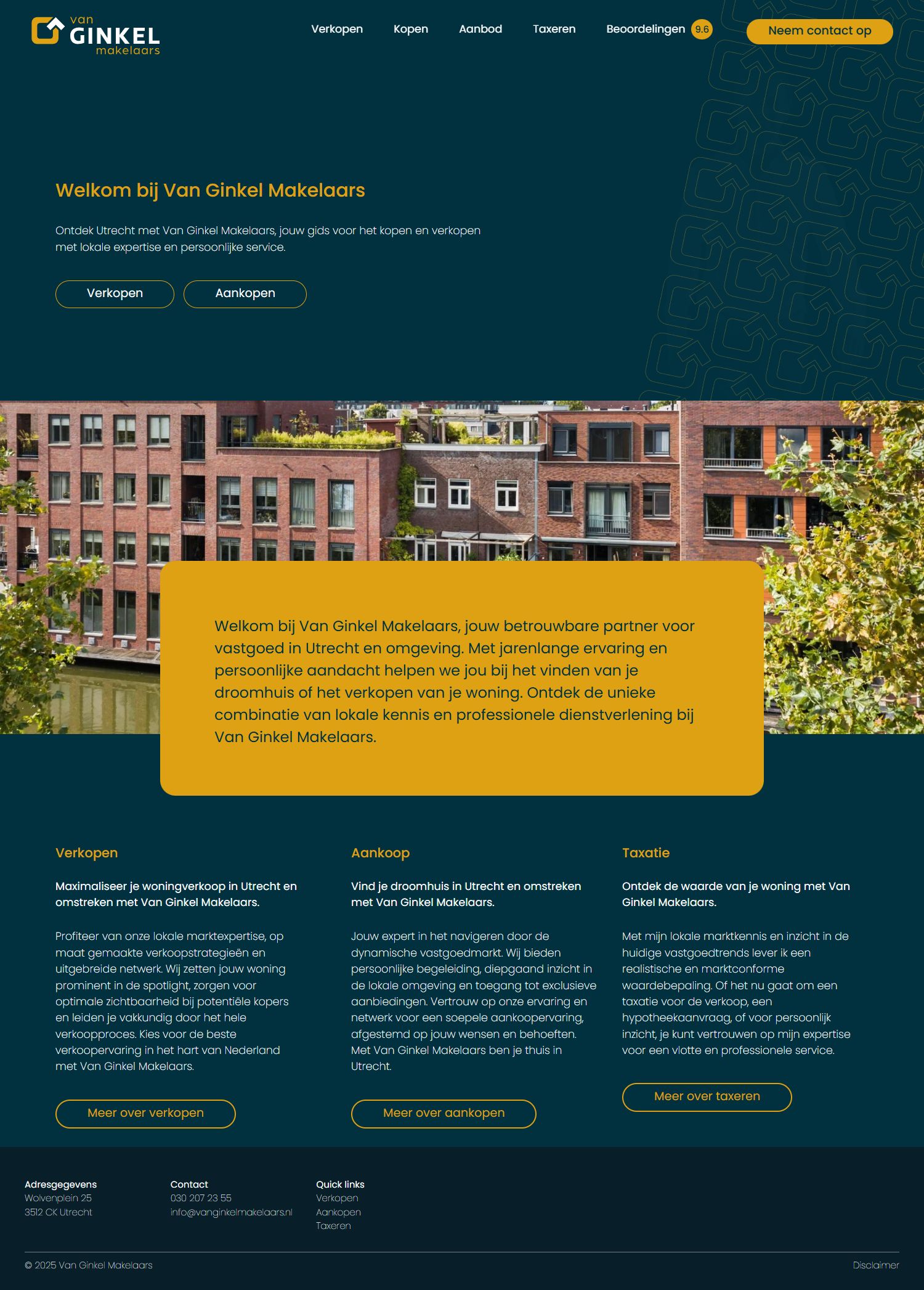 Screenshot van de website van www.vanginkelmakelaars.nl