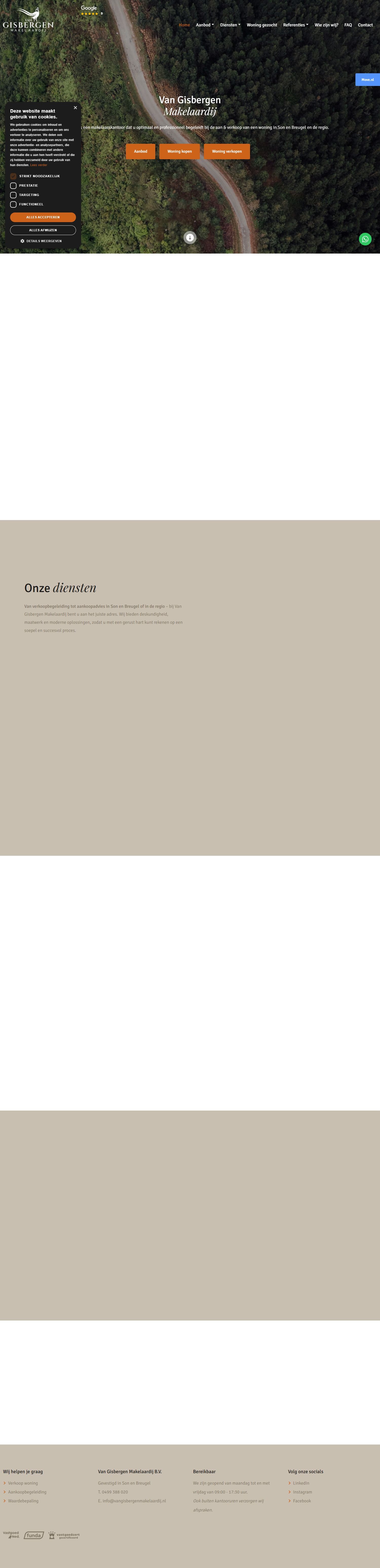 Screenshot van de website van www.vangisbergenmakelaardij.nl