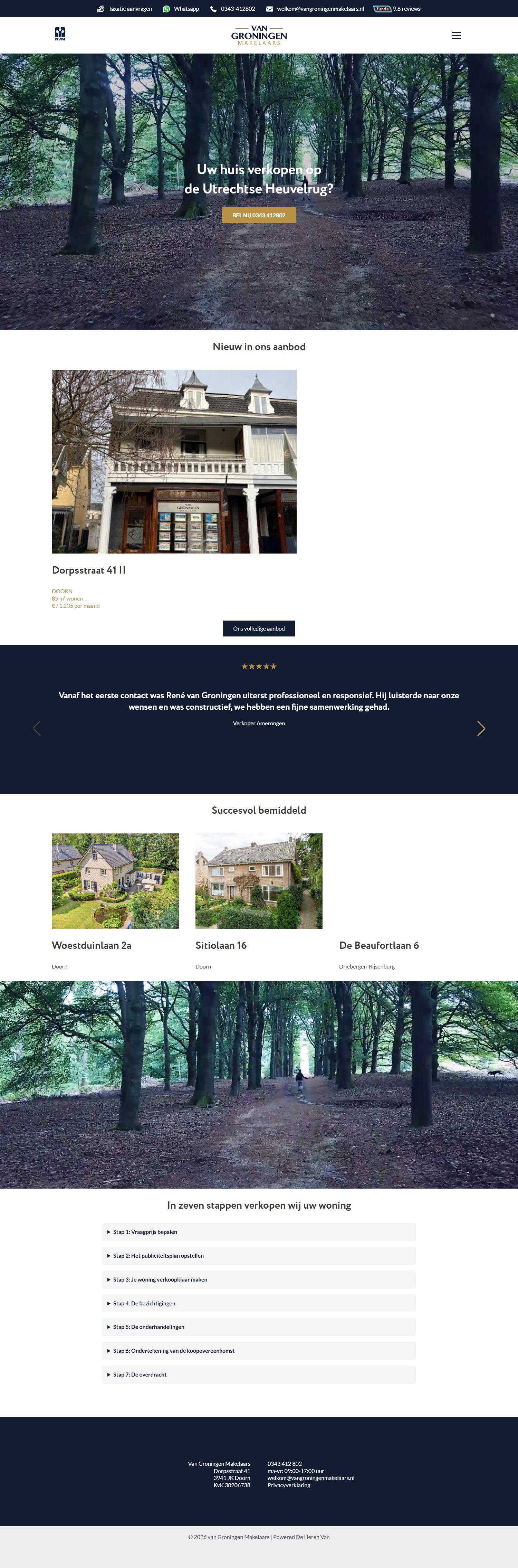 Screenshot van de website van www.vangroningenmakelaars.nl