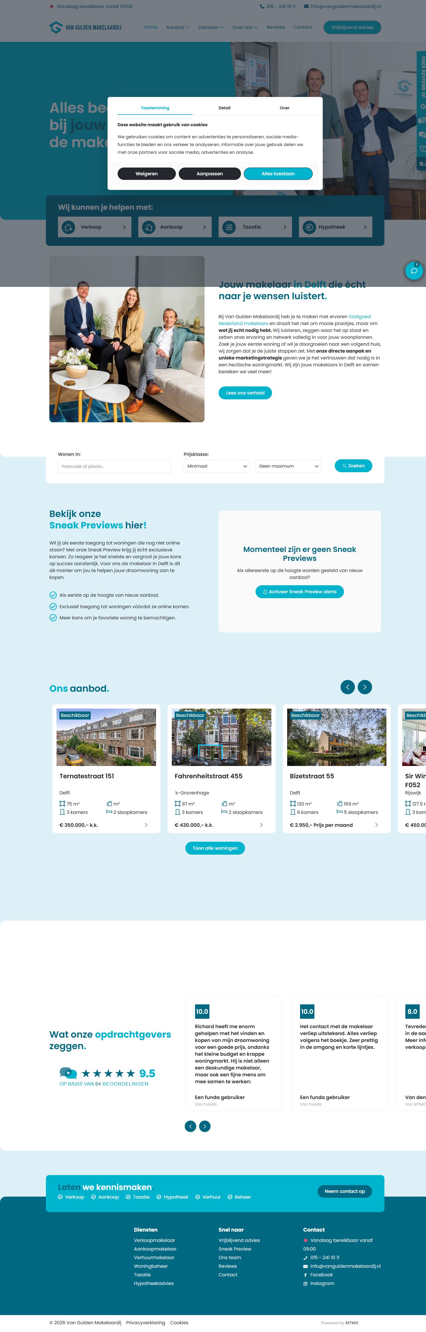 Screenshot van de website van www.vanguldenmakelaardij.nl