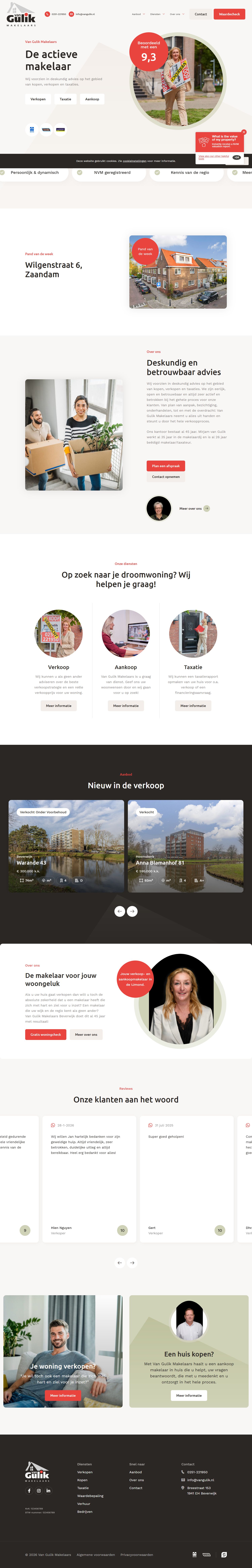 Screenshot van de website van www.vangulik.nl