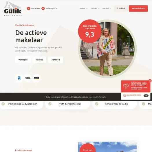 Capture d'écran du site web de www.vangulik.nl