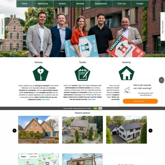 Screenshot van de website van www.vanhasselmakelaars.nl