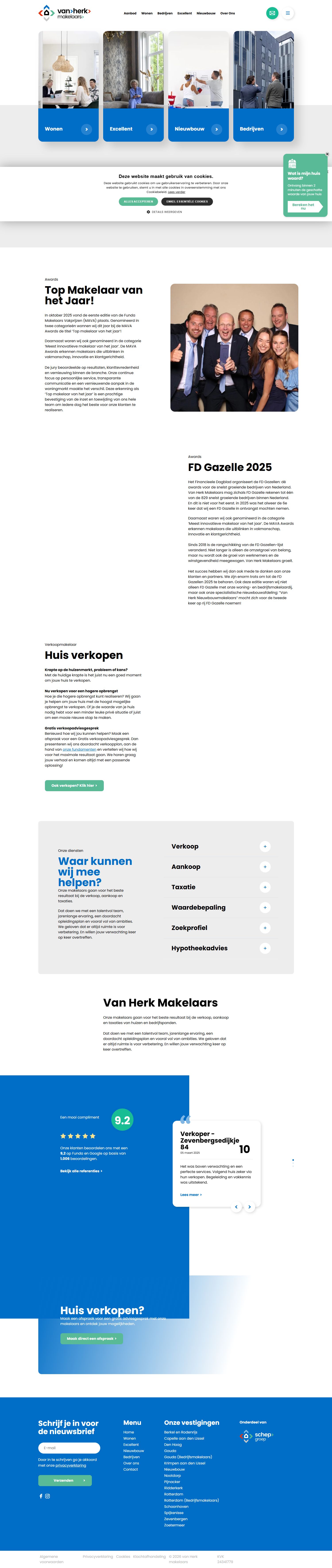 Screenshot van de website van www.vanherk.nl