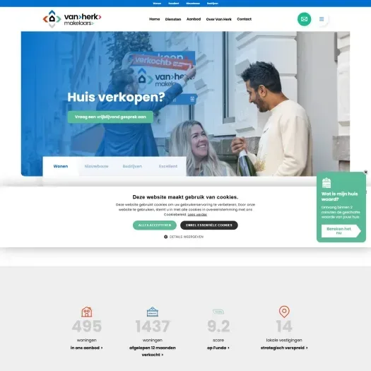 Screenshot van de website van www.vanherk.nl