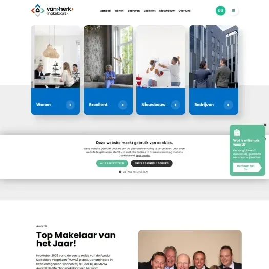 Screenshot van de website van www.vanherk.nl