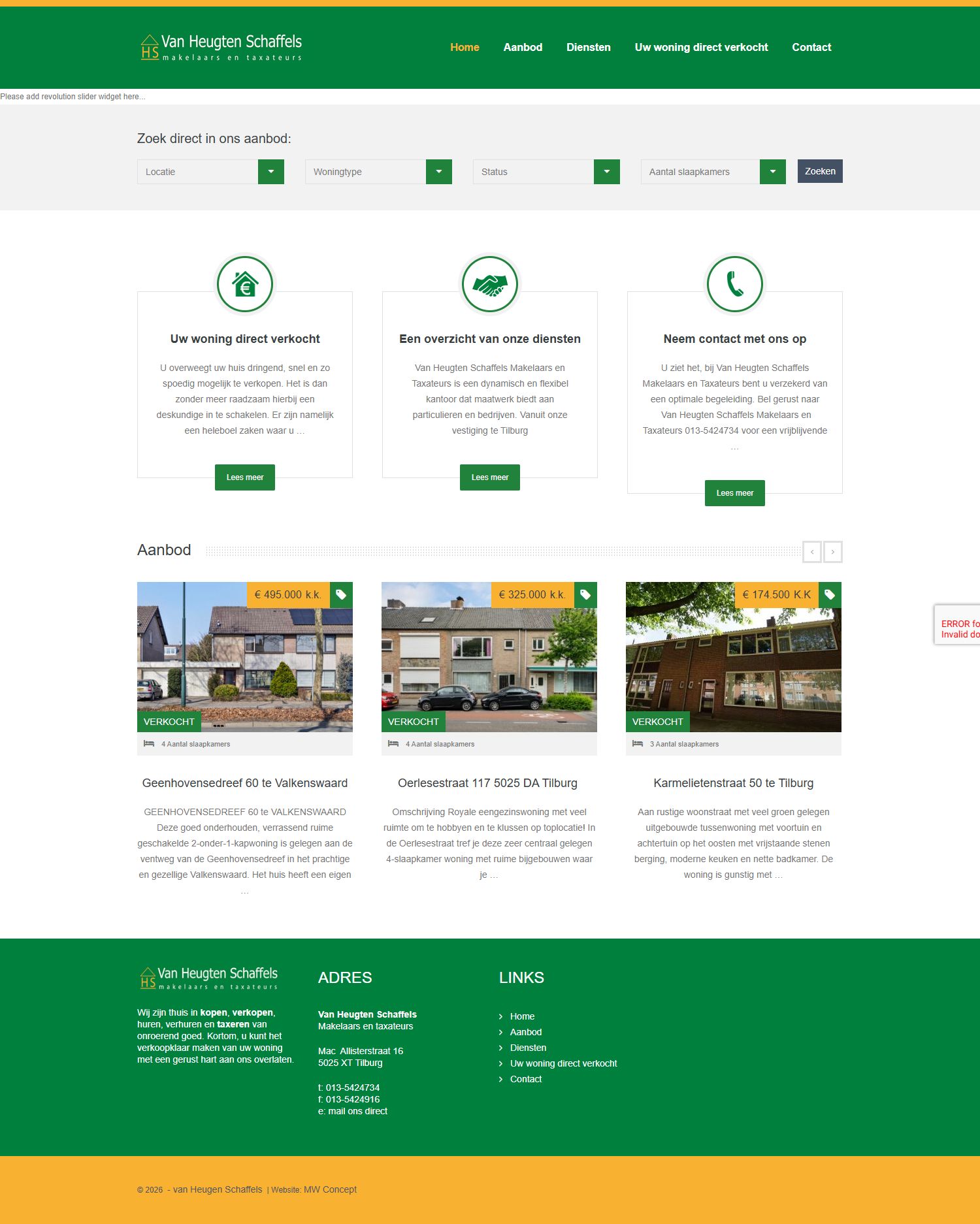 Screenshot van de website van www.vanheugtenschaffels.nl