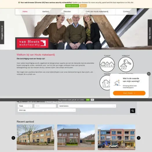 Screenshot der Website von www.vanhoutsmakelaardij.nl