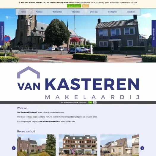 Screenshot van de website van www.vankasteren.nl