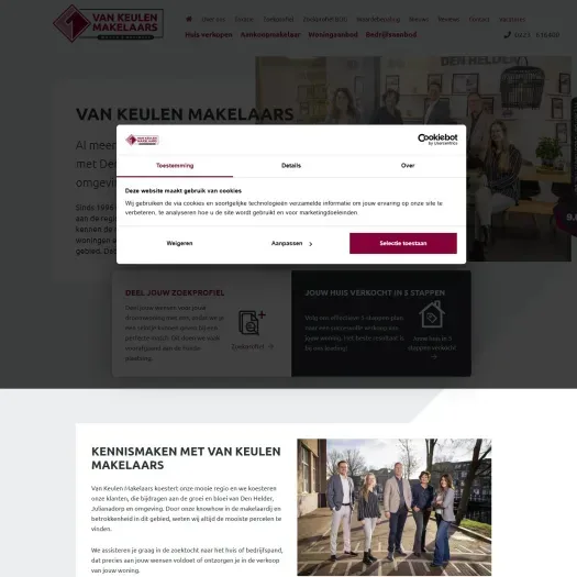 Screenshot of the website of www.vankeulenmakelaars.nl