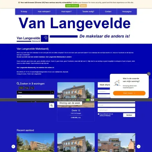 Screenshot van de website van www.vanlangevelde.nl