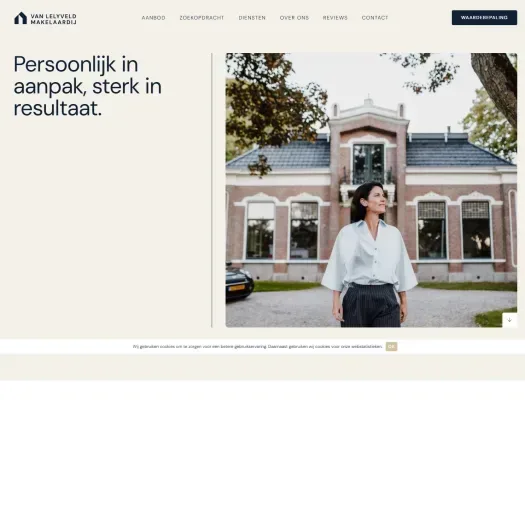 Screenshot van de website van www.vanlelyveldmakelaardij.nl