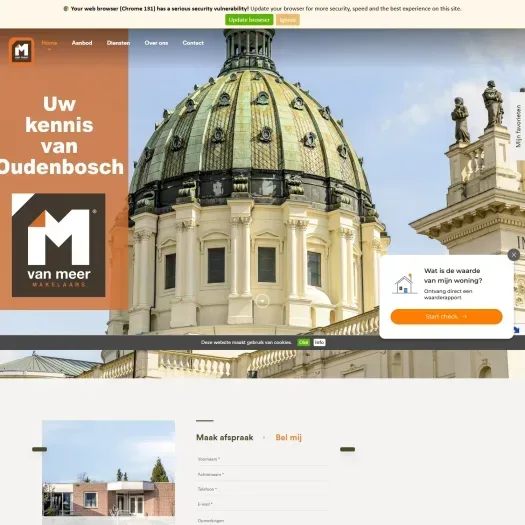 Screenshot van de website van www.vanmeermakelaars.nl