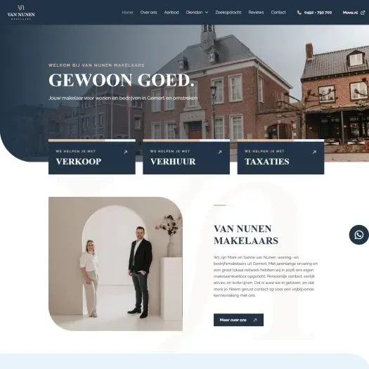 Capture d'écran du site web de www.vannunenmakelaars.nl