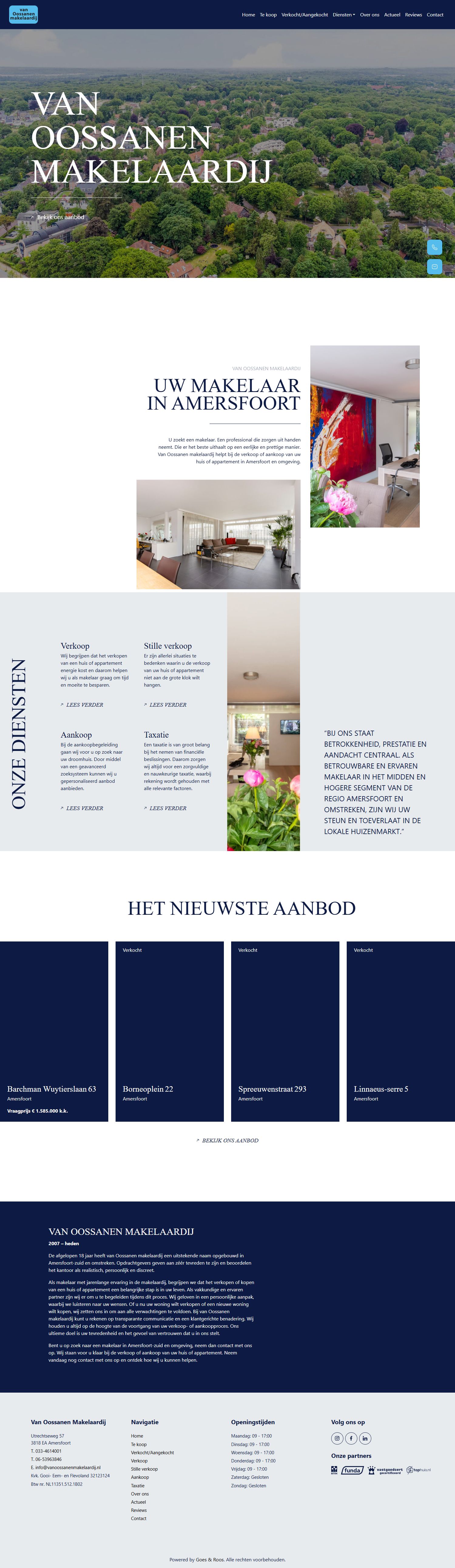 Screenshot van de website van www.vanoossanen.nl