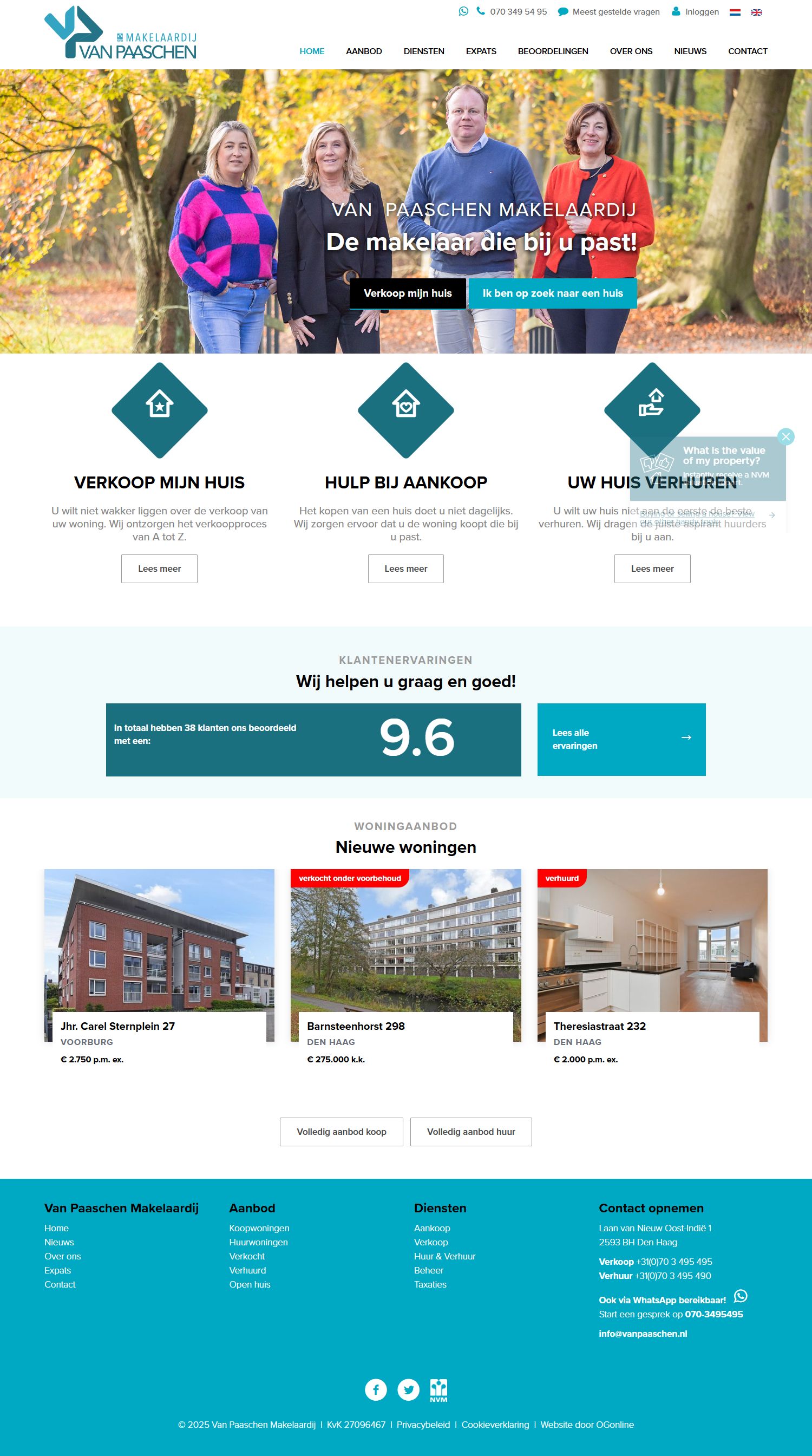 Screenshot van de website van www.vanpaaschen.nl