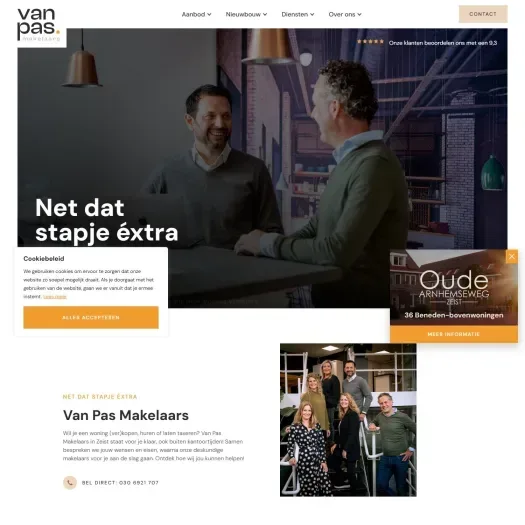 Screenshot of the website of www.vanpasmakelaars.nl